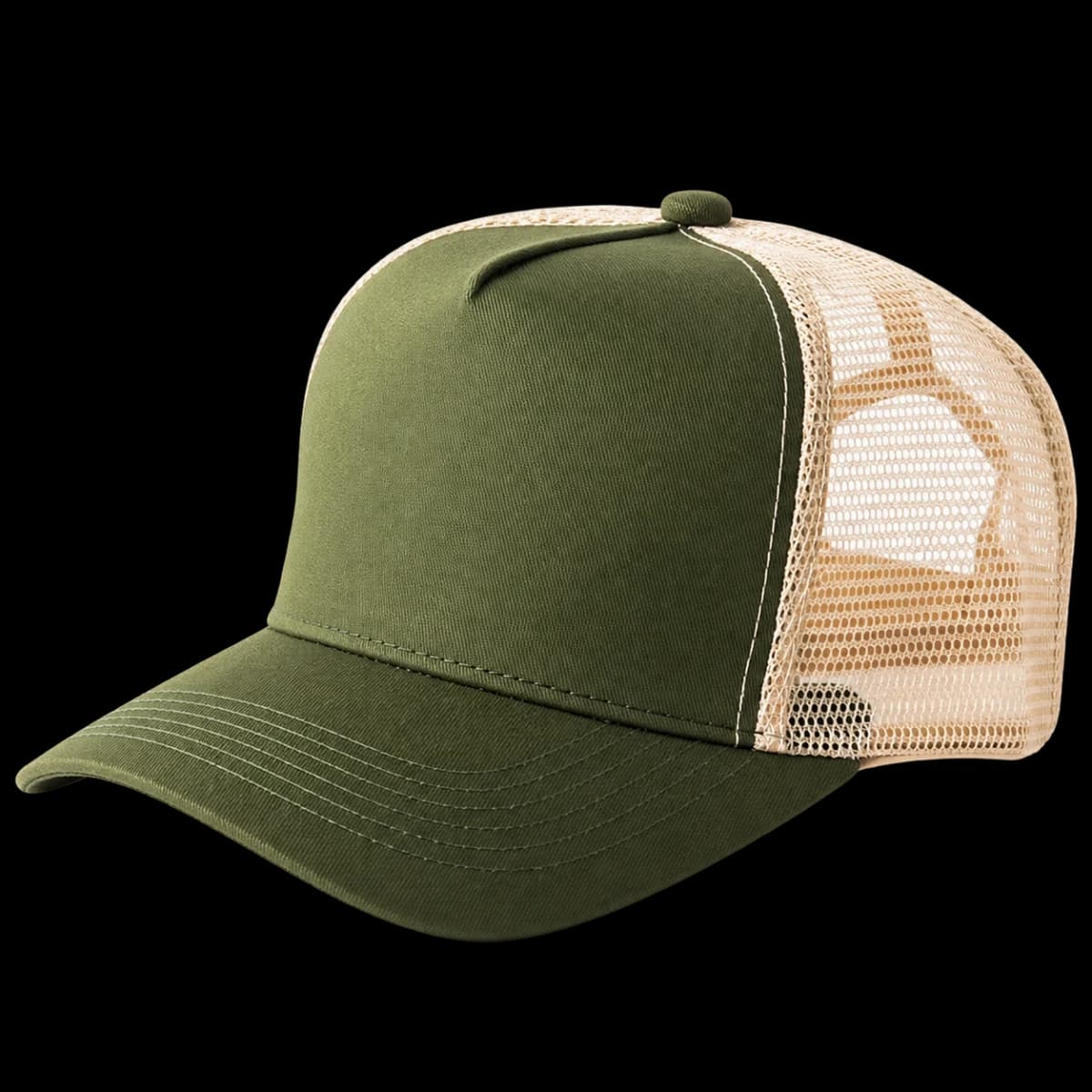 Gorra Trucker de Gabardina - Verde Oliva con Red Crema